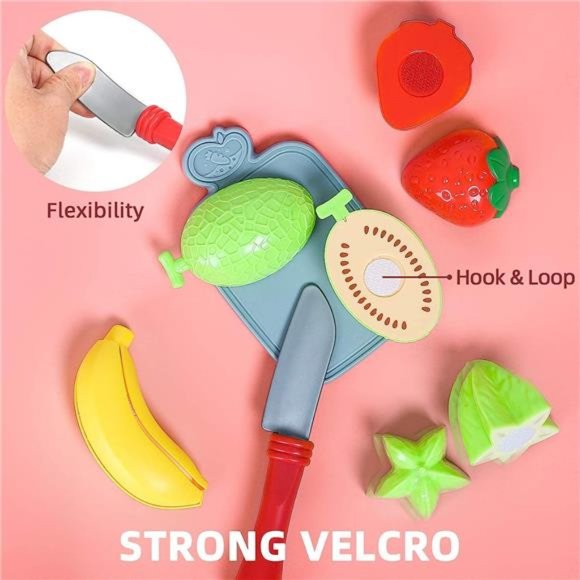 67Pc Pretend Play Food Sets for Kids Kitchen, Pizza Toy Food & Cutting Fake Food - Picture 5 of 6